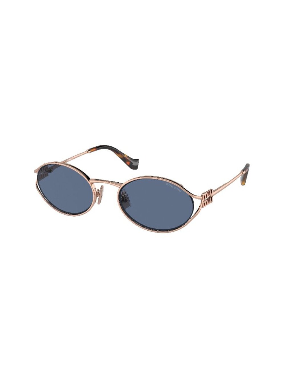 New Miu Miu Women's Sunglasses Gold Round Blue Lens Metal Frame MU 52YS ZVF1V1